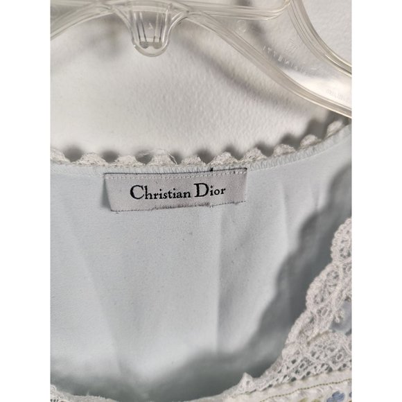 Vtg. Christian Dior Women's Sz. S Light Blue Long Sleeve Nigh Gown - Picture 2 of 7